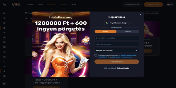Vox Casino mobilon – regisztráció